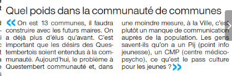 Mme Danilo parle de Questembert Communauté, de la communication insuffisante